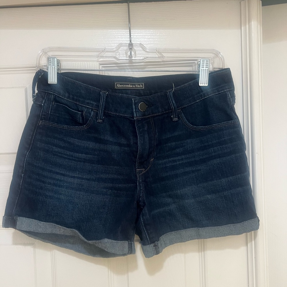Abercrombie & Fitch Jeans Shorts Women's Cut Off Stretch Cuffed Dark Wash Sz. 25